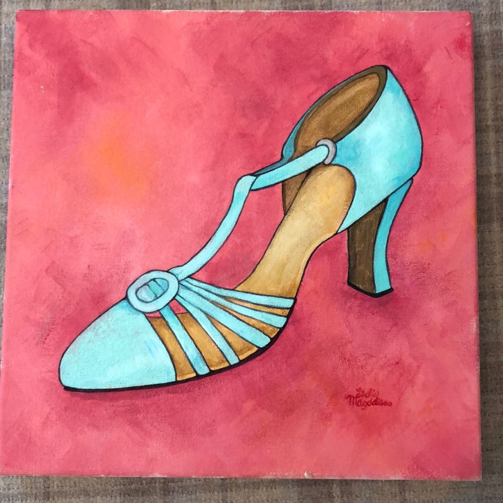 Original canvas art of shoe.